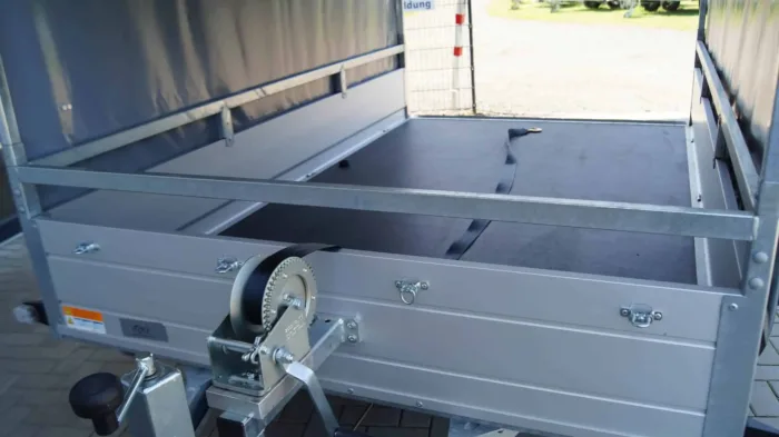 Tieflader 255x153cm 1500kg gebremst Rampe Plane Winde – Bild 11
